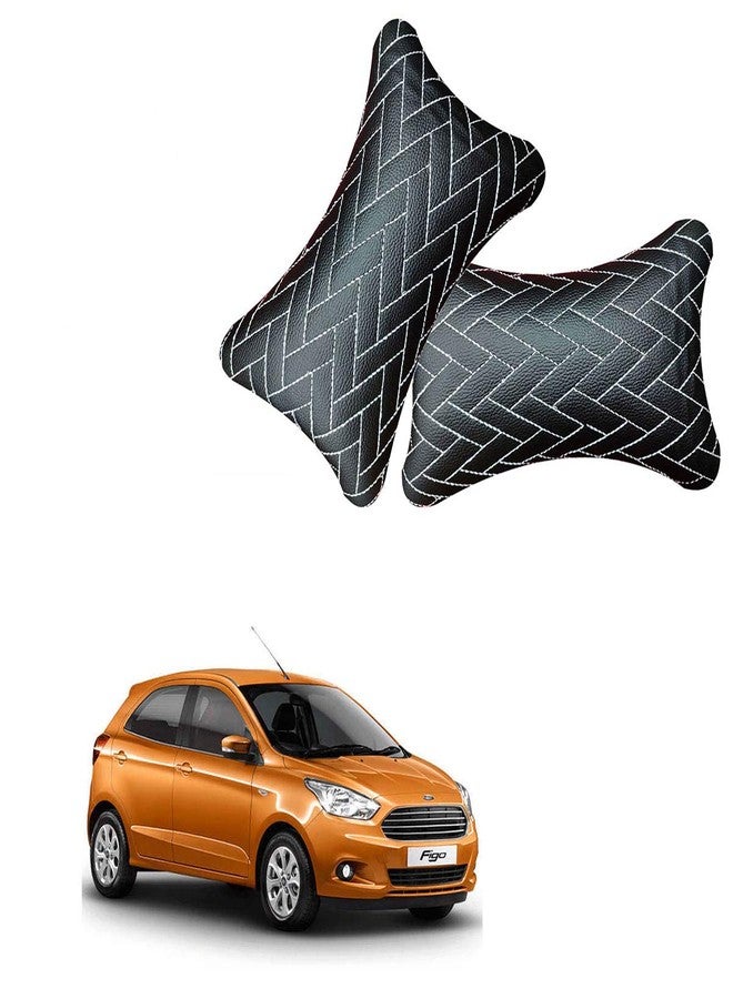 Adroitz Black Neck Rest Soft Cushion in Leatherette Material Zig-Zag Design for Car_3584 - Image 1